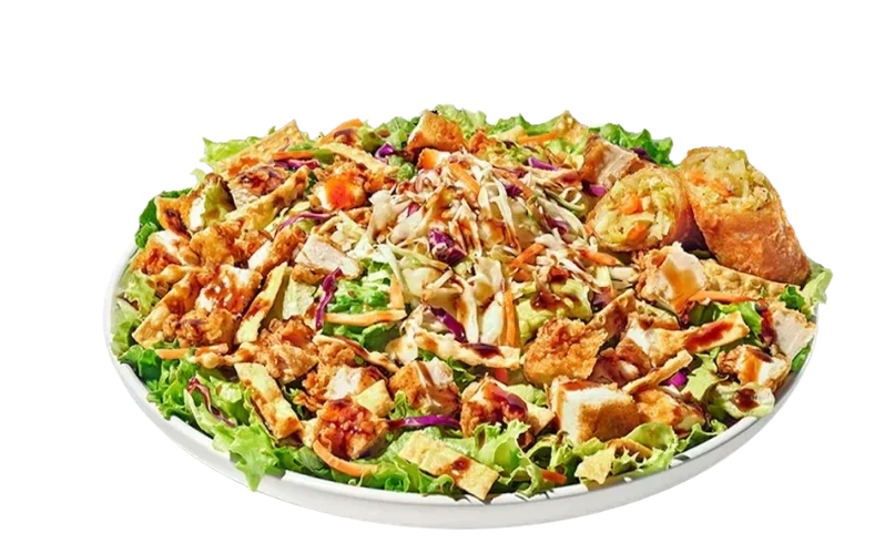 Zaxbys Menu With Prices 2026 27 Zaxby’s Asian Zensation Zalad with crispy chicken, fresh greens, colorful veggies, sweet drizzle, and egg roll on the side.