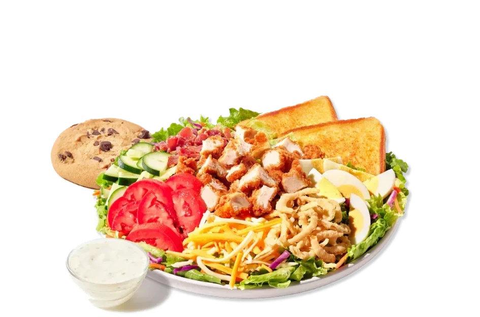 Zaxbys Menu With Prices 2026 94 Zaxby’s Cobb Zalad Boxed Lunch with crispy chicken, fresh veggies, cheese, egg, Texas toast, cookie, and ranch dressing