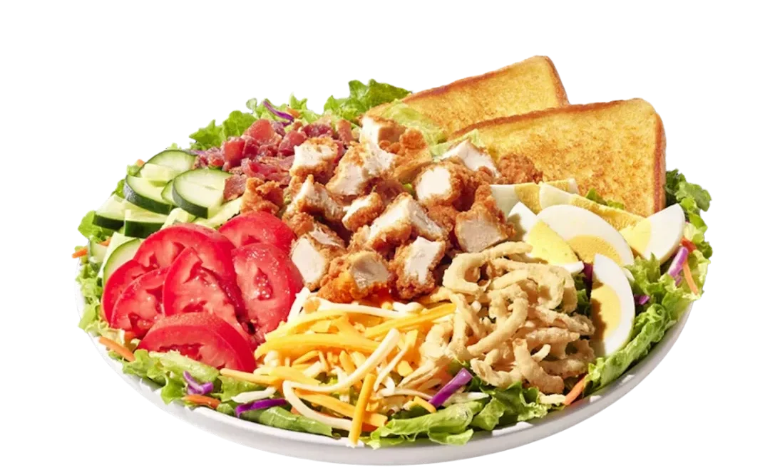 Zaxbys Menu With Prices 2026 29 Zaxby’s Cobb Zalad Platter with crispy chicken, fresh lettuce, tomatoes, cucumbers, cheese, bacon, egg, and Texas toast