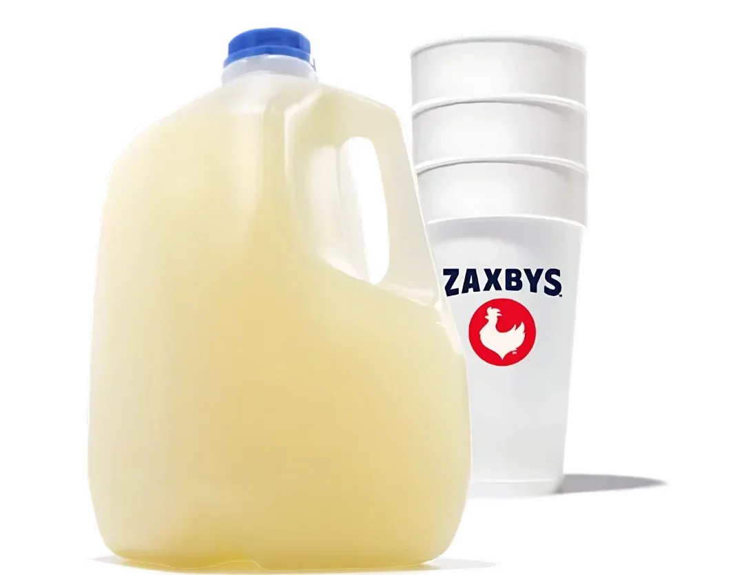 Zaxbys Menu With Prices 2026 74 Zaxby’s Gallon of Lemonade with Zaxby’s branded cups, a refreshing citrus drink perfect for family meals, parties, or sharing