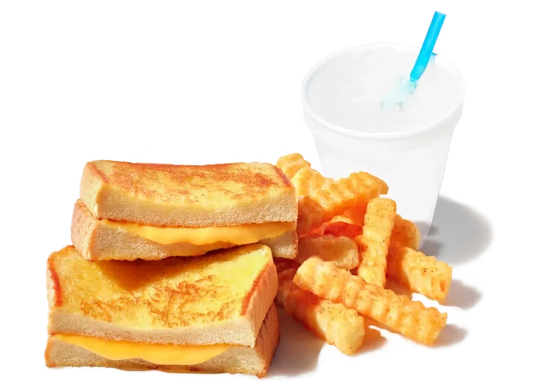 Zaxbys Menu With Prices 2026 48 Zaxby’s Kiddie Grilled Cheese meal with golden Texas toast, melted cheese, crispy crinkle fries, and a refreshing drink
