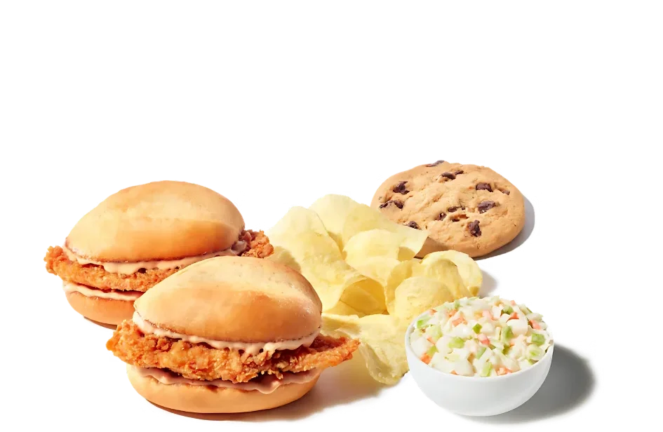 Zaxbys Menu With Prices 2026 97 Zaxby’s Nibbler Boxed Lunch with chicken finger sandwiches, chips, coleslaw, and a fresh baked chocolate chip cookie